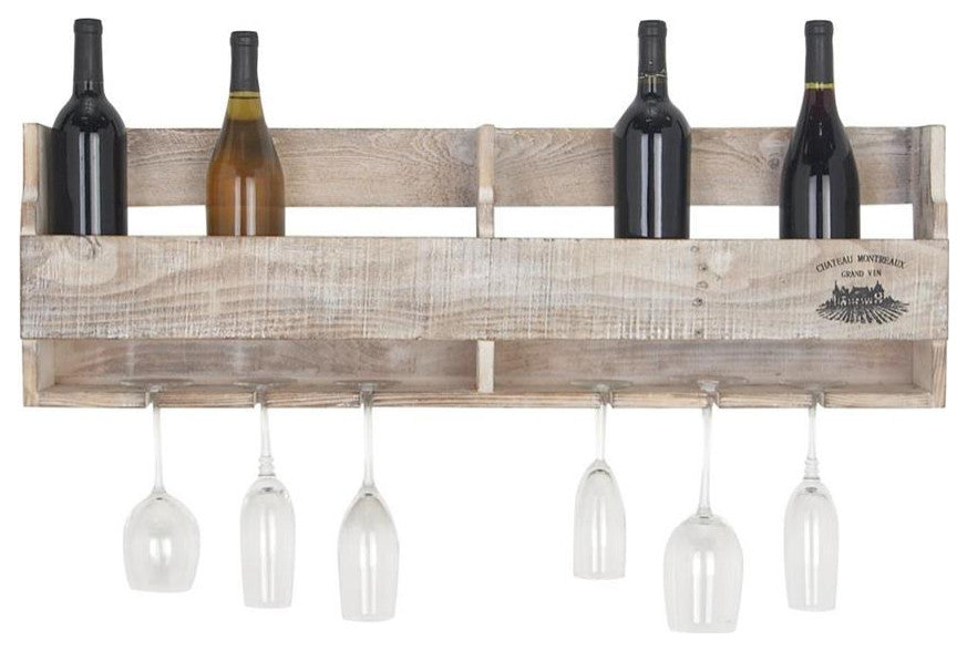 Brown Farmhouse Wall Wine Rack
