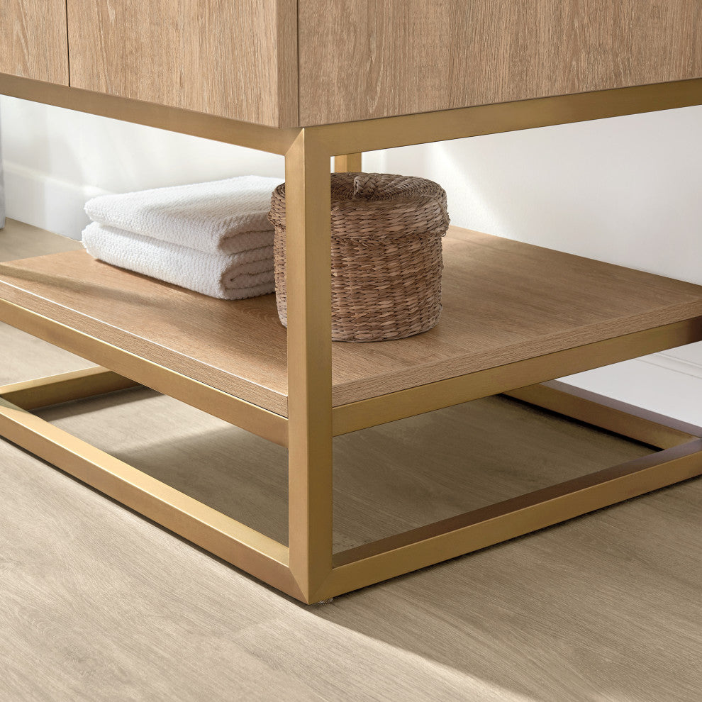 Alistair Vanity, North American Oak With Countertop, 24", With Mirror
