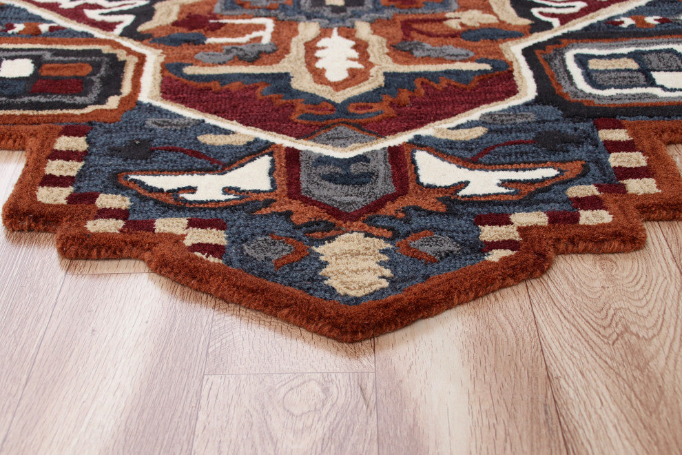 Bold Southwestern Summer Cabin Medallion Shape Rug, 5' Round