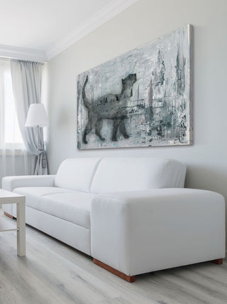 "Cat Prance" Painting Print on Wrapped Canvas, 36"x24"