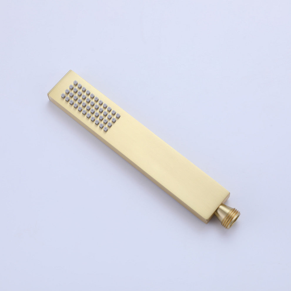 Ceiling Mounted Rain Shower System with Hand Shower-Includes Rough-in Valve, Brushed Gold