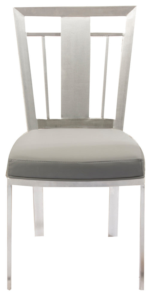 Cleo Contemporary Dining Chair In Gray and Stainless Steel - Set of 2