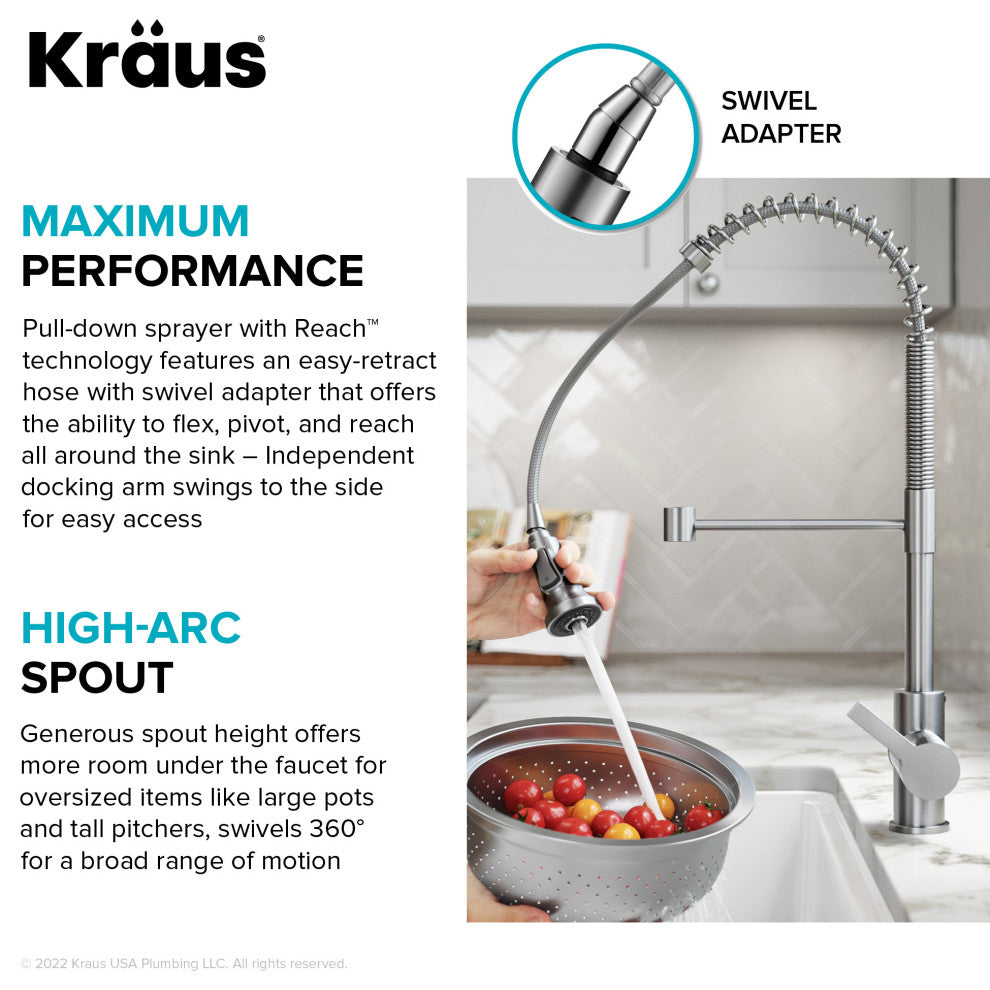 Britt Commercial Style 3-Function Pull-Down 1-Handle 1-Hole Kitchen Faucet, Matte Black (Touchless Ksf-1691mb)