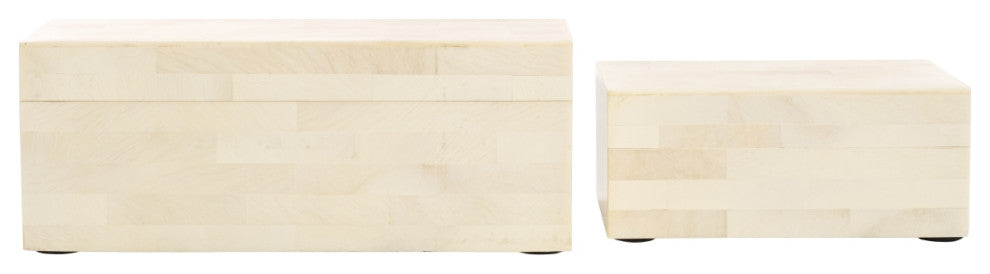 Safavieh Sabi Decor Box, Set of 2, Antique Ivory/Faux Bone