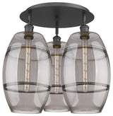 Ballston-Vaz 3-Light 22" Flush Mount, Matte Black, Light Smoke
