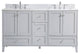 Elegant VF18060DGR-BS 60"Double Bathroom Vanity, Gray With Backsplash
