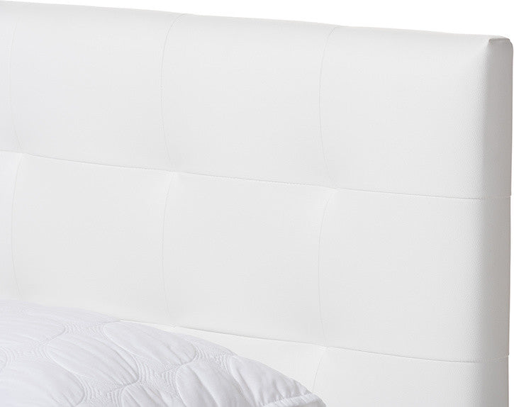 Mitchell Rustic Walnut Bronze Platform Bed, White, Queen