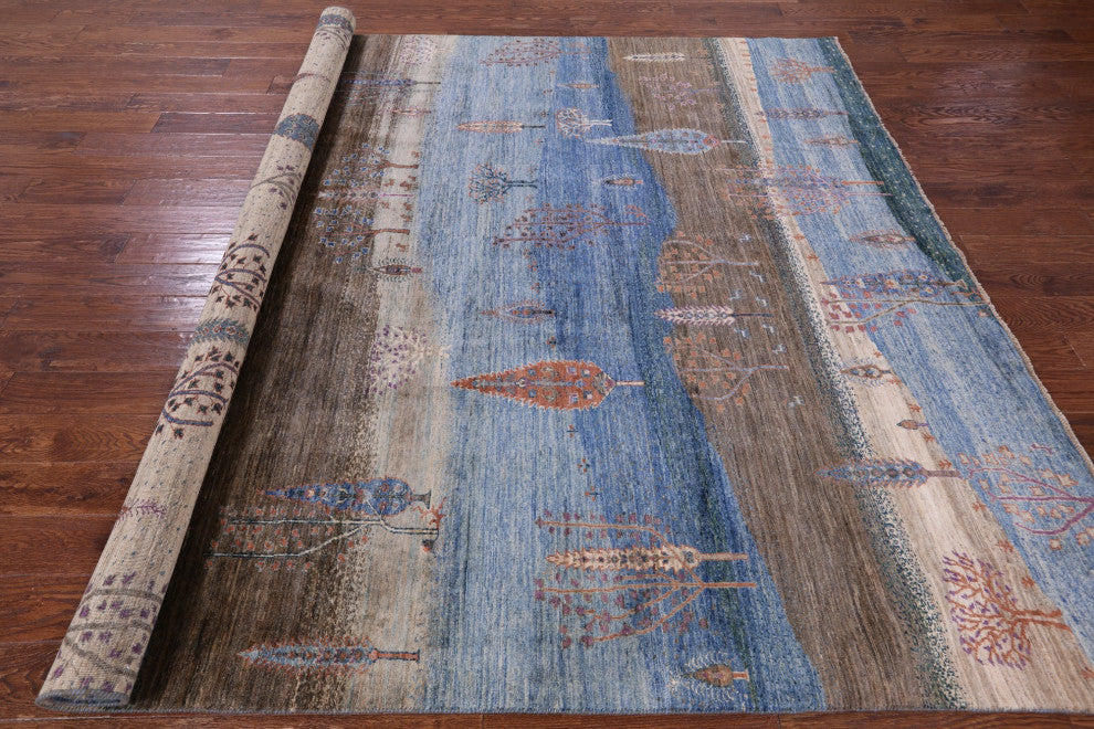 Tribal Persian Gabbeh Hand Knotted Wool Rug 8' 2" X 9' 9" Q9679