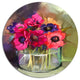 Red Anonymous Flower Bouquet, Modern Floral Round Wall Art, 11"