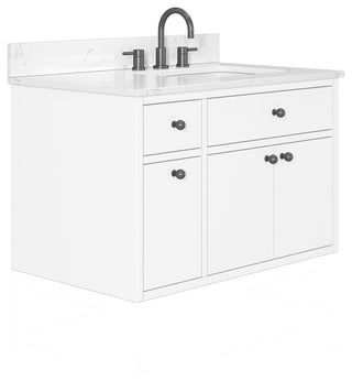 Paisley Vanity Combo, Cala White Engineered Top, 36", White, Single Sink