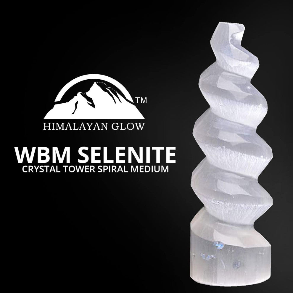 Selenite Crystal Tower Spiral Medium, Healing Stones & Home Decoration - 1 PC