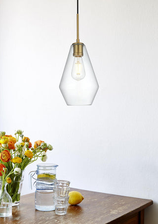 Home Living 7" Pendant Clear Shade, Satin Gold