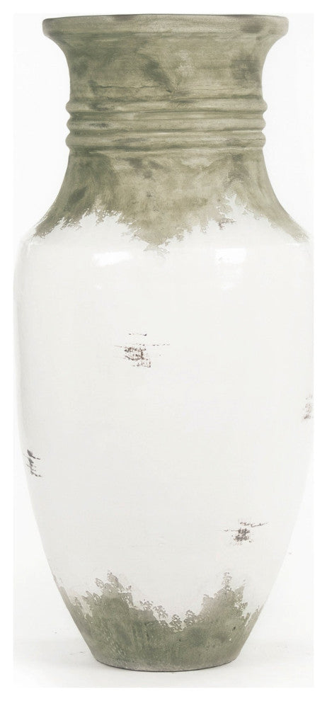 Distressed Off-White Large Vase