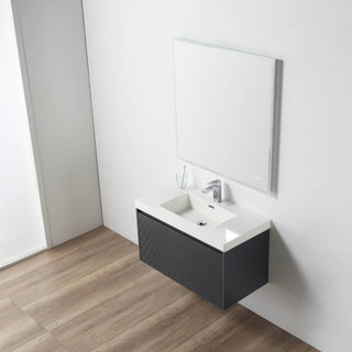 Floating Bathroom Vanity with Sink, Wall Mounted Vanity, Blue, 36" W/ Sink