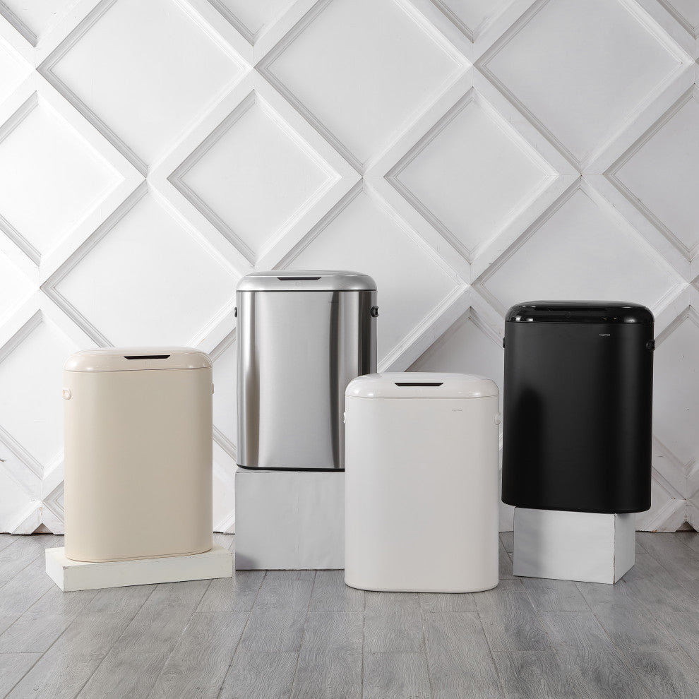 13.2-Gallon Slim Oval Motion Sensor Touchless Trash Can, Touch Mode, Silver