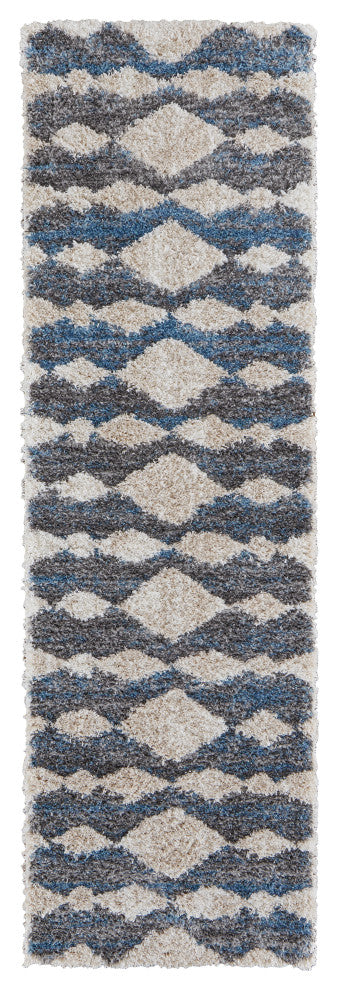 Weave & Wander Caide Contemporary Rug, Blue/Gray, 2'6"x8" Runner