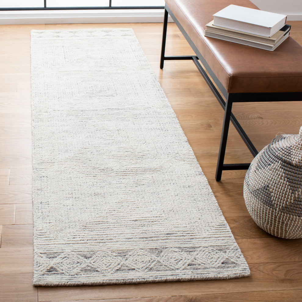 Safavieh Couture Abstract Collection, ABT349 Rug, Ivory/Grey, 2'3"x14'