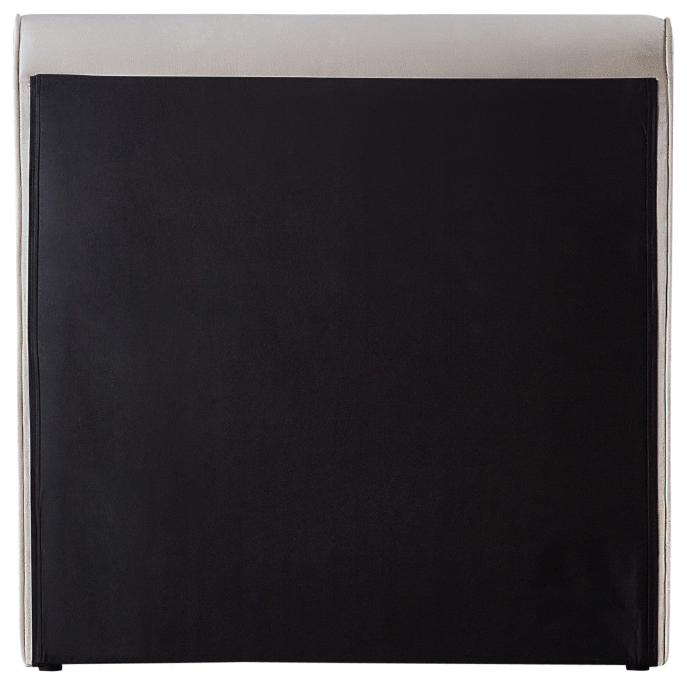 Sloan Black Velvet Full Bed, Cream, Twin