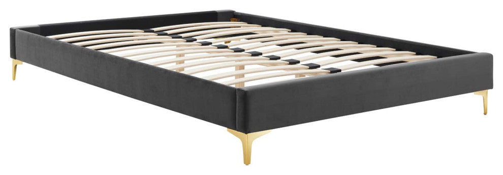 Elise Queen Performance Velvet Platform Bed MOD-6693-CHA