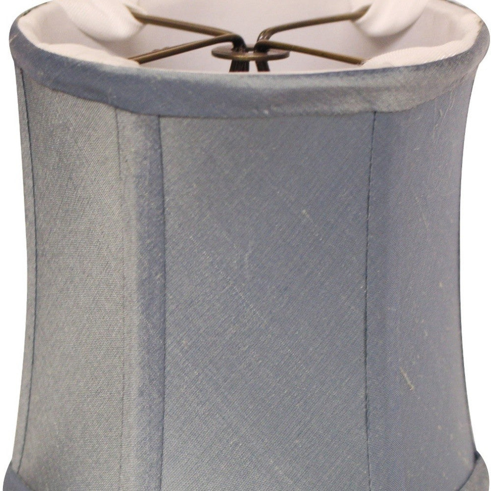 6" Blue Steel Set of 6 Corset Drum Chandelier Dupioni Lampshades