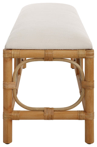 Uttermost Laguna White Fabric Rattan bench