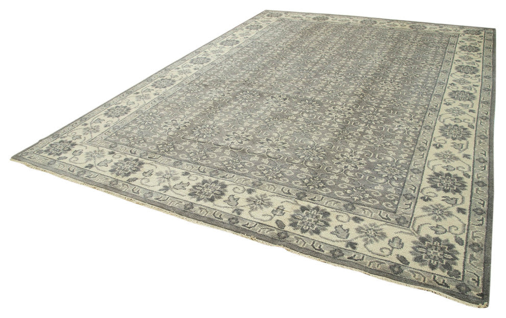 Rug N Carpet - Handmade Oriental 9' 9" x 13' 9" Pastel Grey Oushak Rug