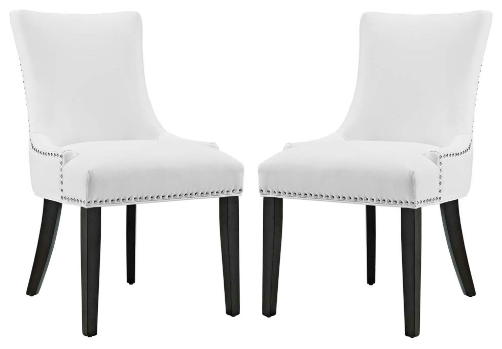 Marquis Dining Chair Faux Leather Set of 2, White