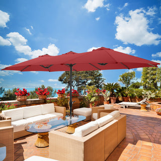Pure Garden 15 Ft Double Patio Umbrella, Red