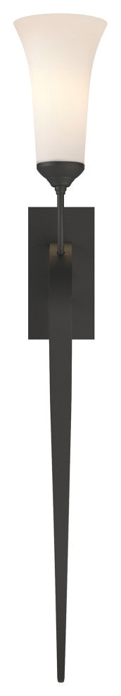 Sweeping Taper Sconce, Black Finish, Opal Glass