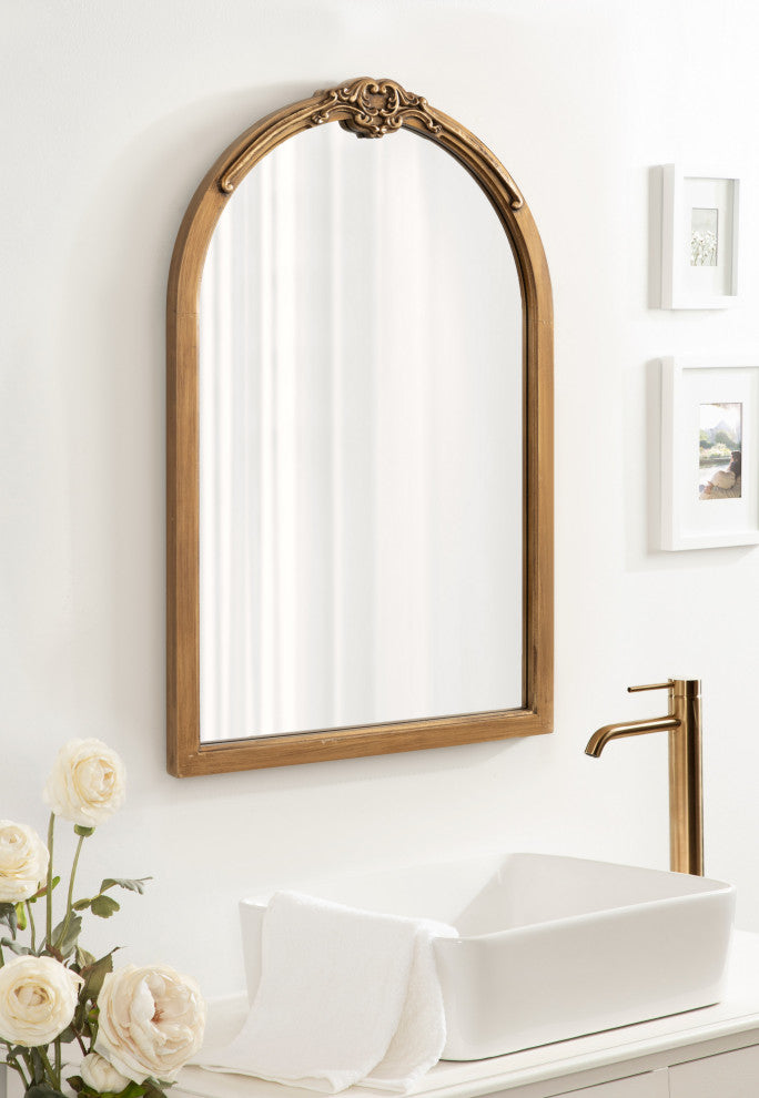 Astrid Traditional Arch Mirror, Gold 20"x30"