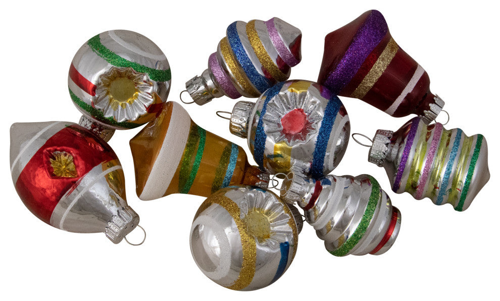 9-PieceShiny Pearl Yellow With Glitter and Solid Striped Finial