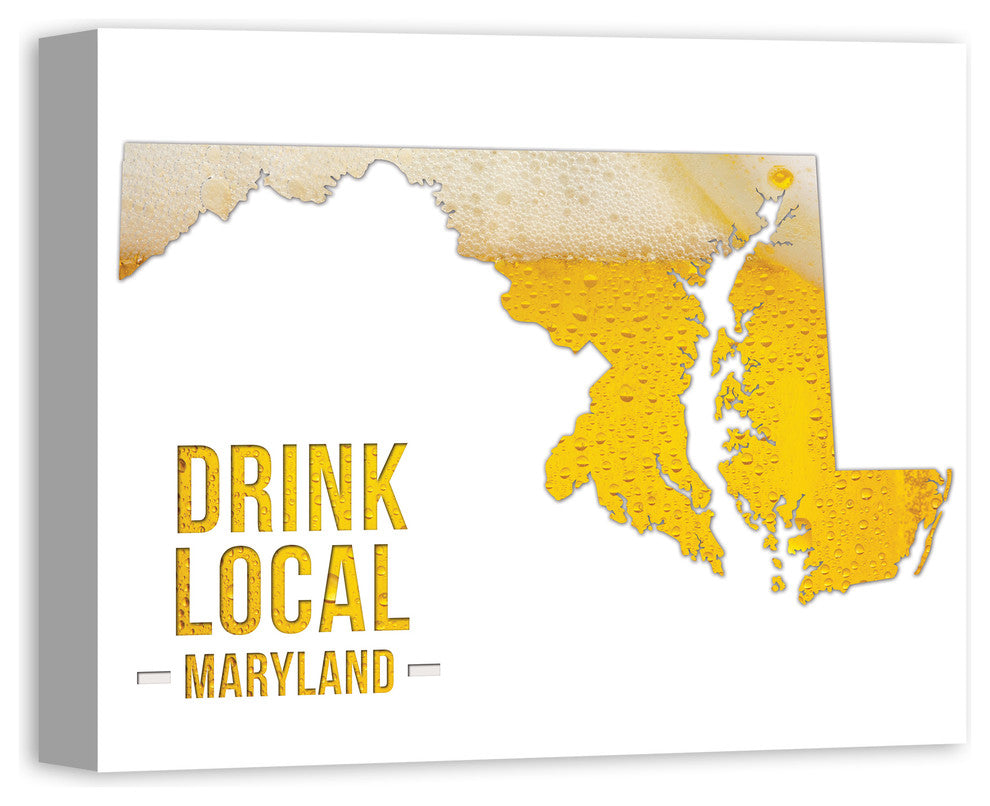 Maryland Drink Local Beer Canvas Wall Art, 20"x16"