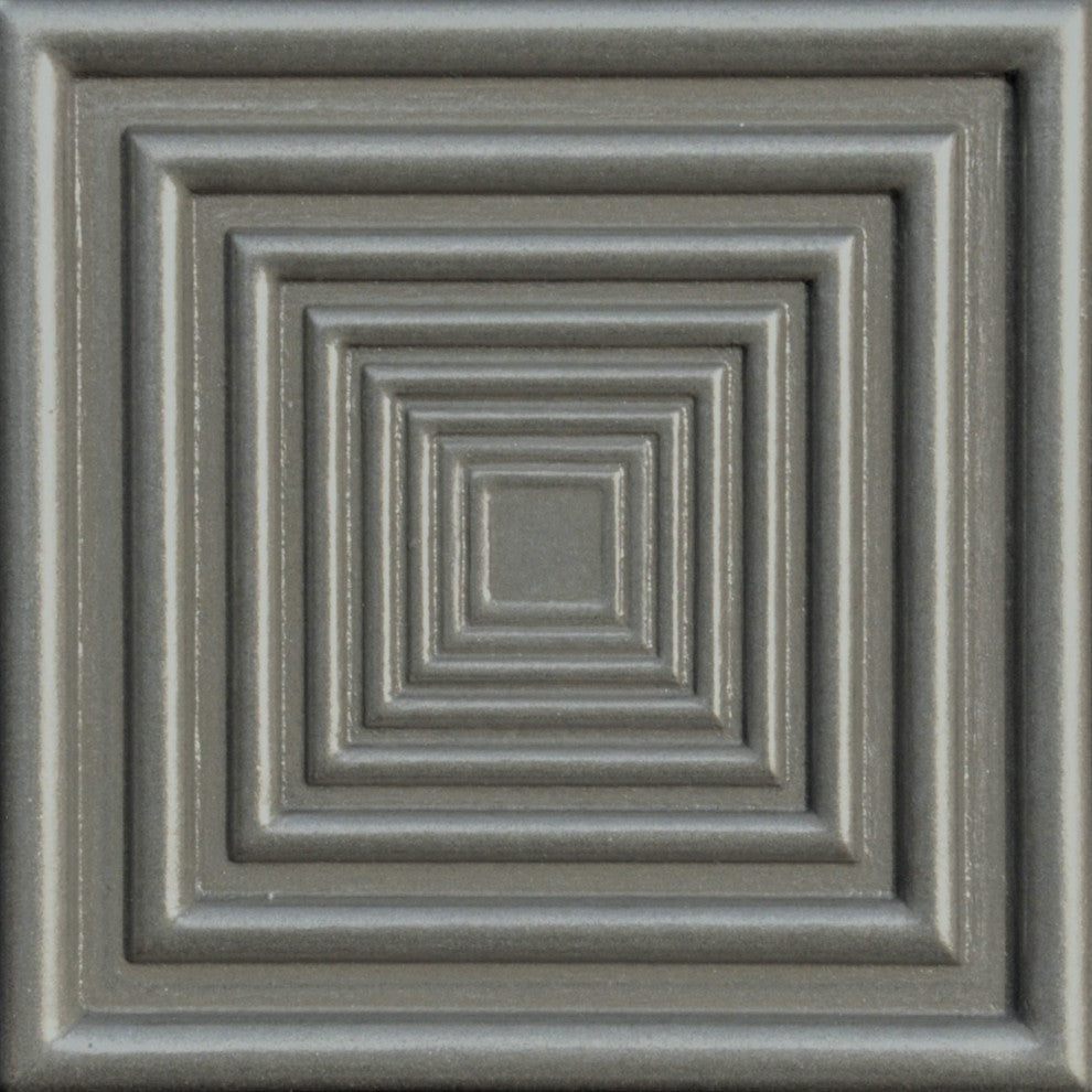 Focus 4"x4" Brushed Nickel Resin Decorative Insert Accent Piece Tile, Set of 4