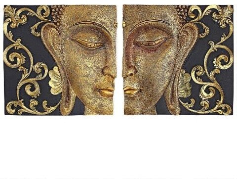 Mirrored Nirvana Dual Buddha Asian Wall Sculptures