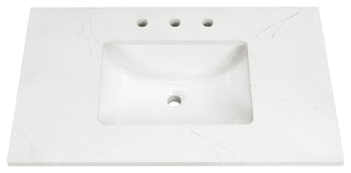 Markham Bathroom Vanity, Walnut/Satin Brass, 36", Calacatta Quartz Top