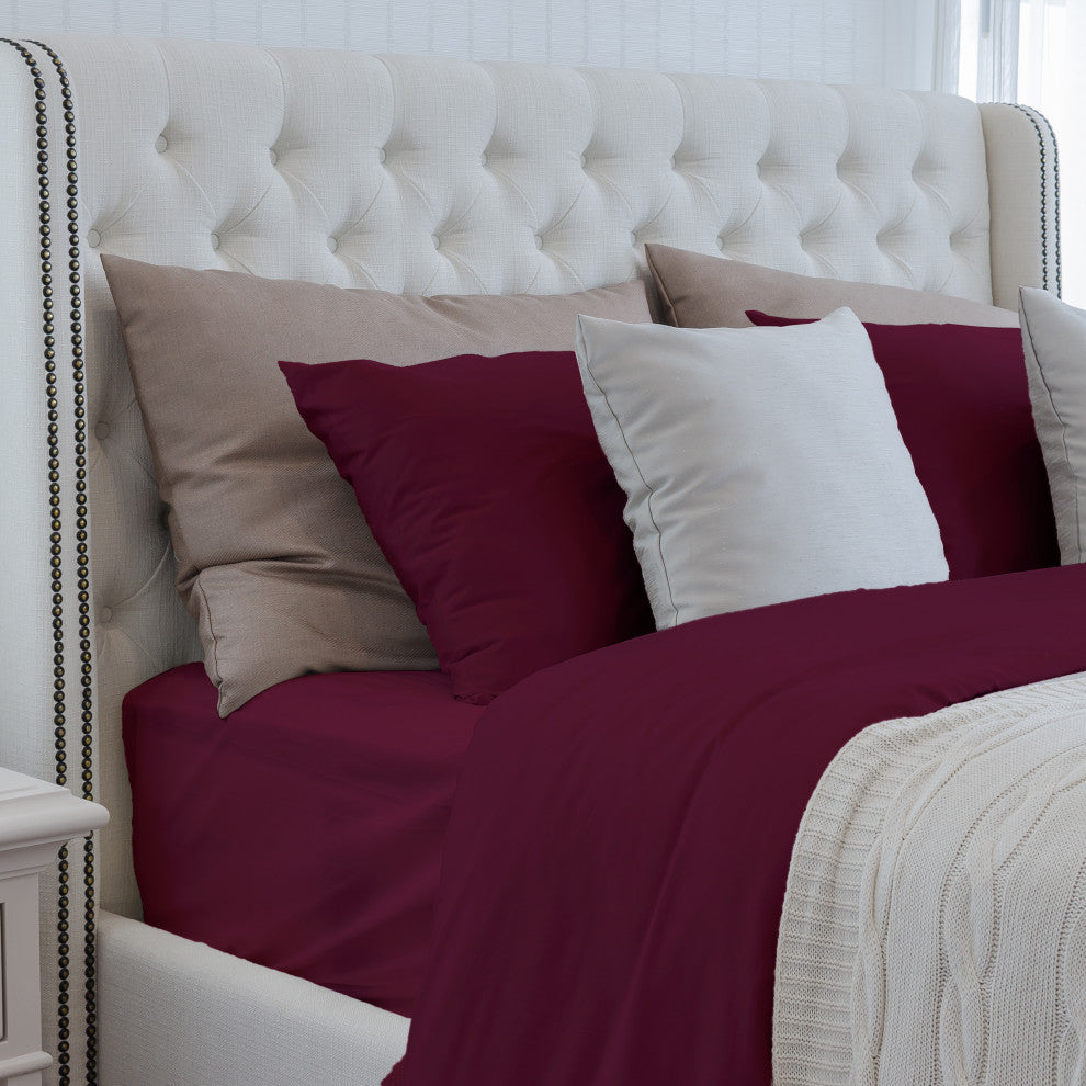 DTY Bedding Premium 4-Piece Sheet Set 100% Bamboo Viscose, Merlot, Queen