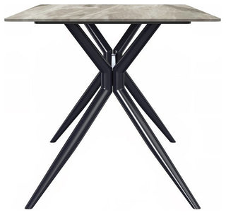 Black Carbon Steel Dining Table 62 With Deep Grey Sintered Stone Top