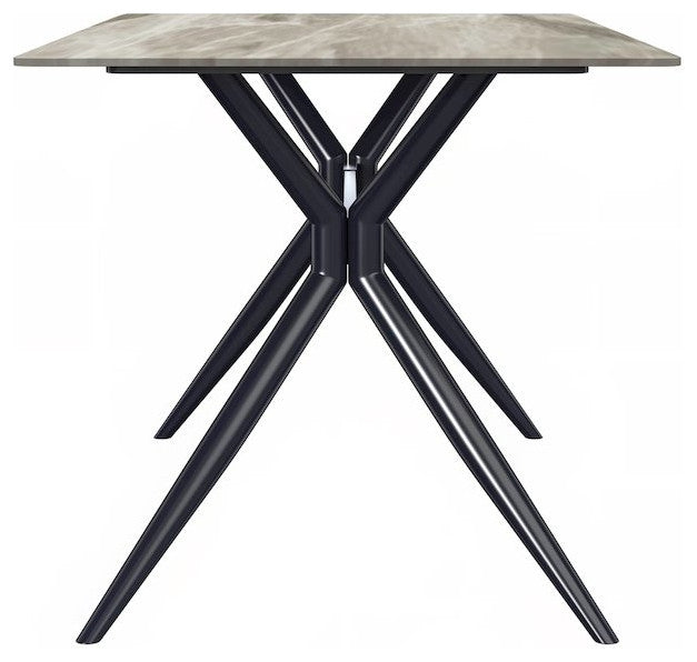 Black Carbon Steel Dining Table 62 With Deep Grey Sintered Stone Top
