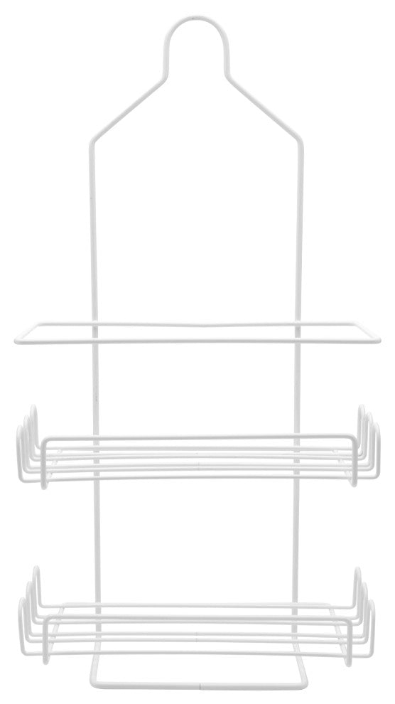 Two Tier Deluxe Shower Caddy Rack Organizer With Shelves White