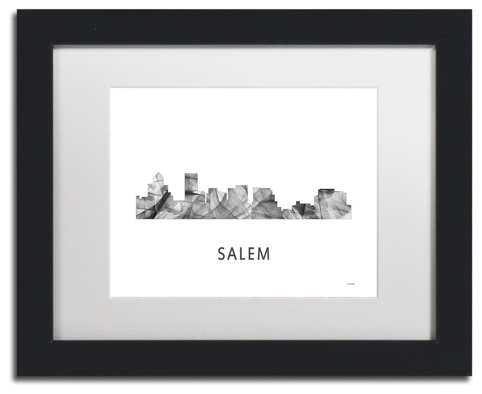 Marlene Watson 'Salem Oregon Skyline' Matted Art, Black Frame, White, 14x11
