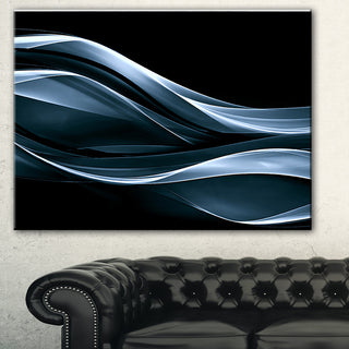 "Fractal Lines Blue in Black" Abstract Digital Art Canvas Print
