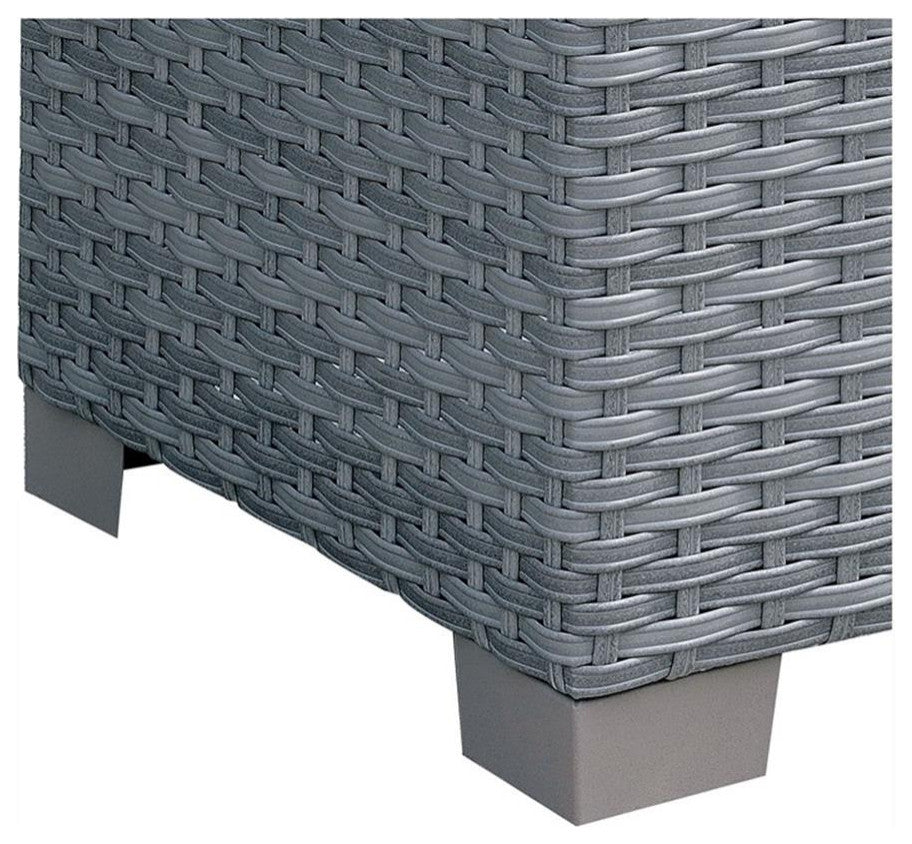 Home Square Condor Rattan Glass Top Patio End Table in Gray - Set of 2