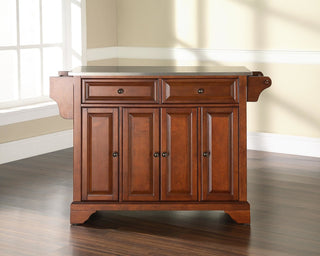 LaFayette Stainless Steel Top Kitchen Island, Classic Cherry Finish