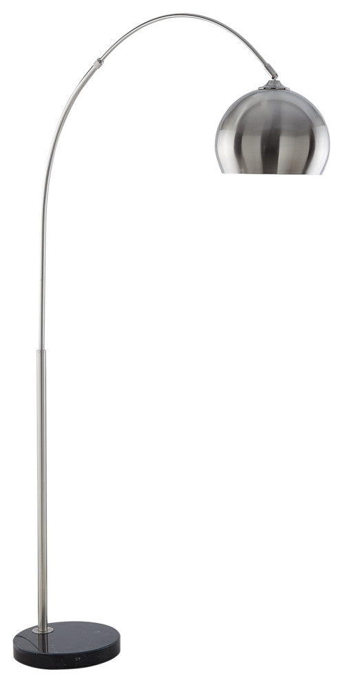 Inspired Home Katana Floor Lamp, Marble Stone Base, Stainless Steel