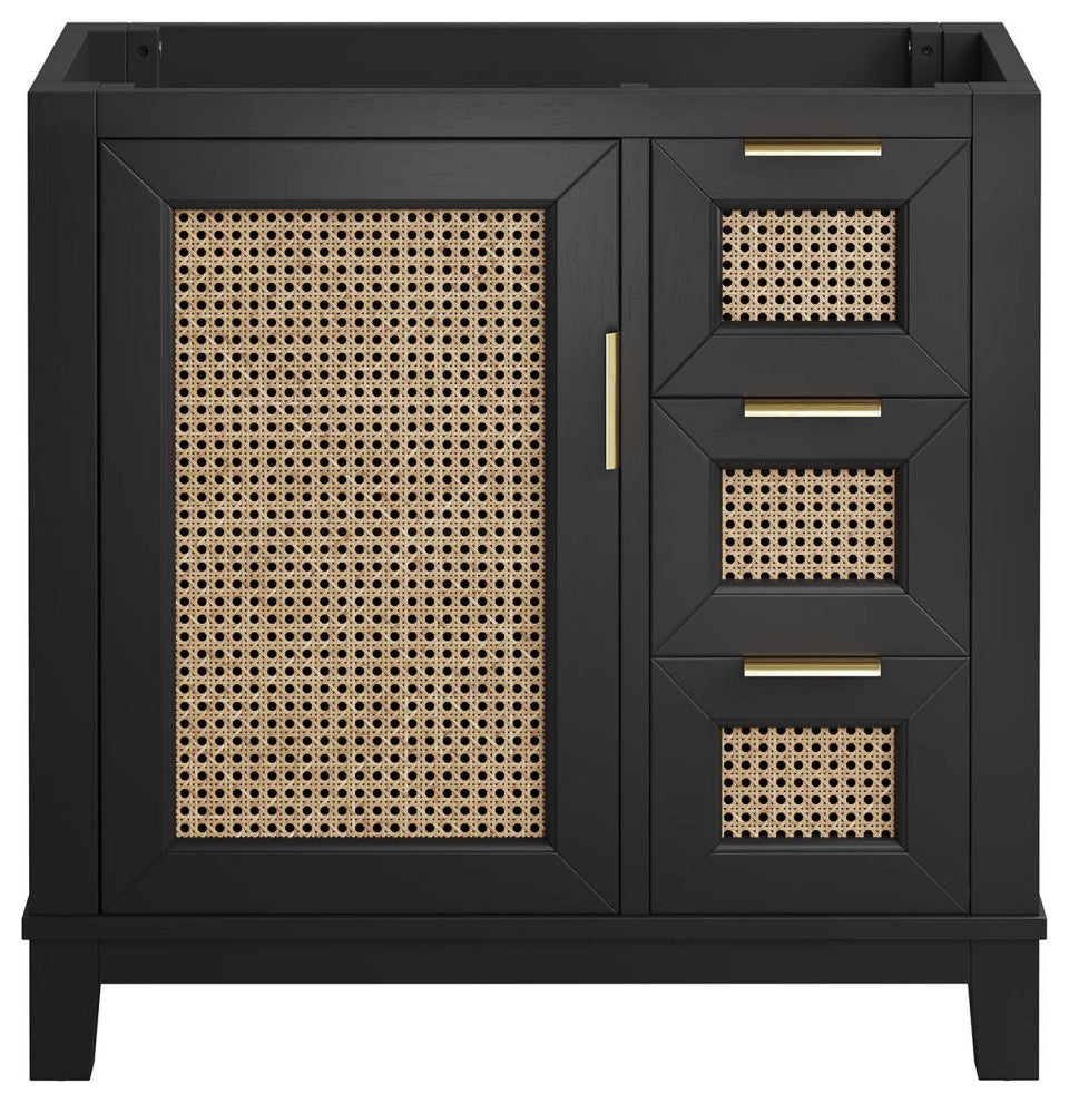 Dixie 36" Solid Wood Bathroom Vanity Cabinet, Sink Basin Not Included, Black