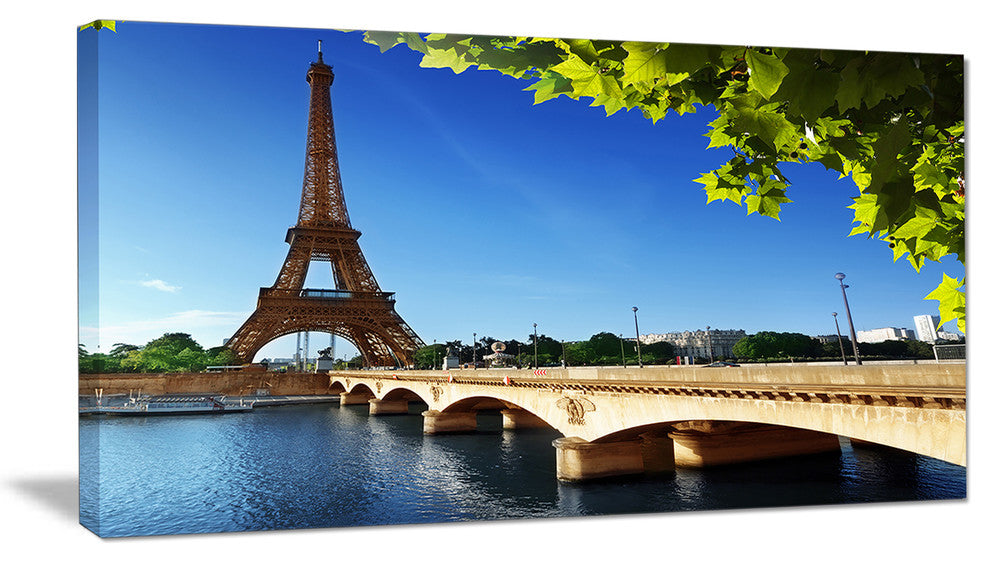 "Bridge to Paris Eiffel Tower Paris" Canvas Print