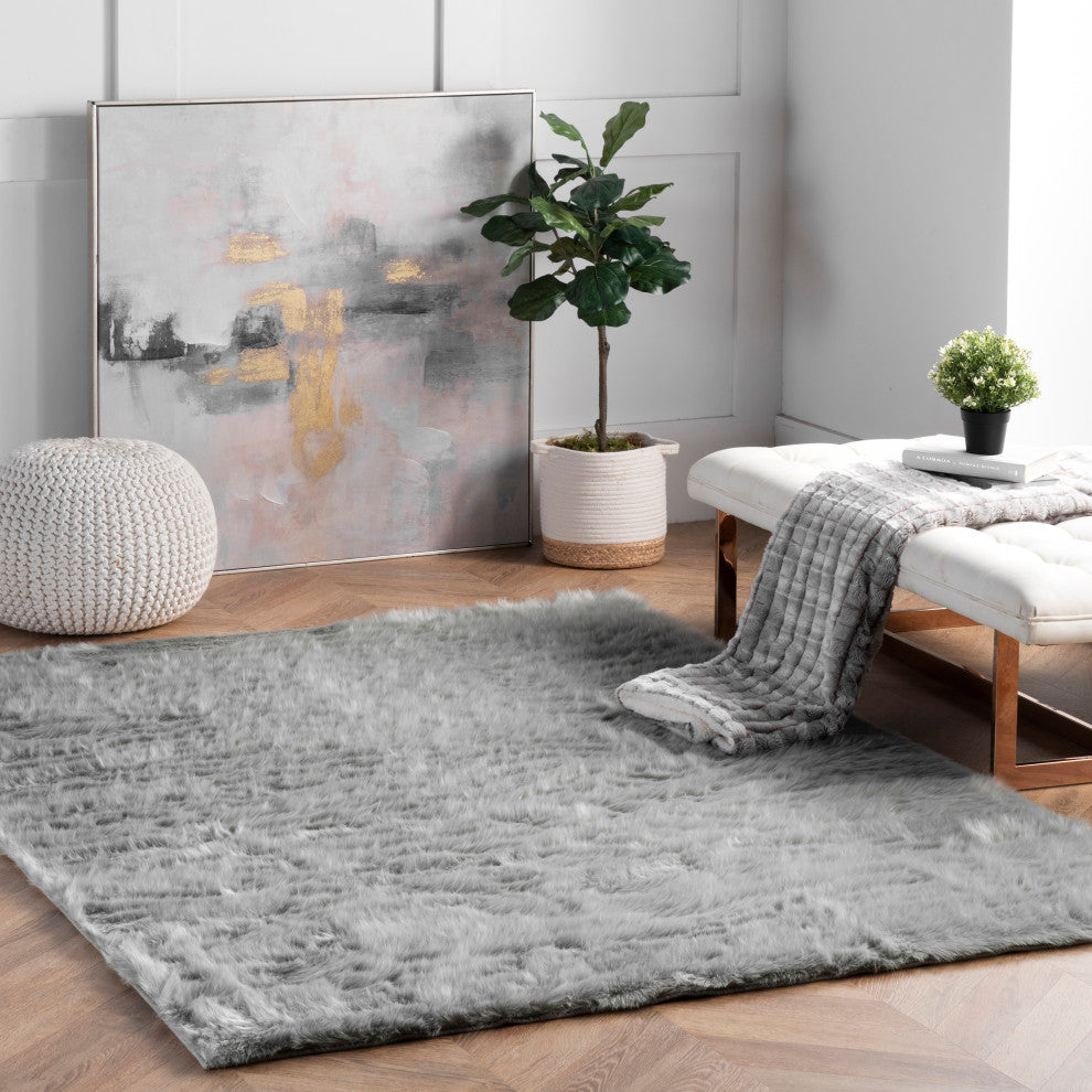 Nuloom Drummond Shag Area Rug, Grey 7'6"x9'6"