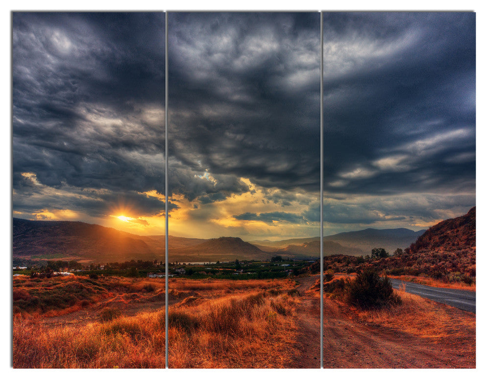 Beautiful Sunrise in Osoyoos, Landscape Canvas Art Print, 36x28, 3 Panels