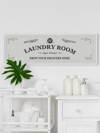 "Self-Service Laundry Room" Framed Painting Print, 45x15