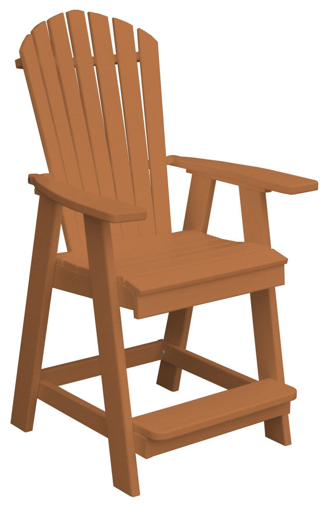 Poly Lumber Adirondack Chair with Arms, Cedar, Counter Height